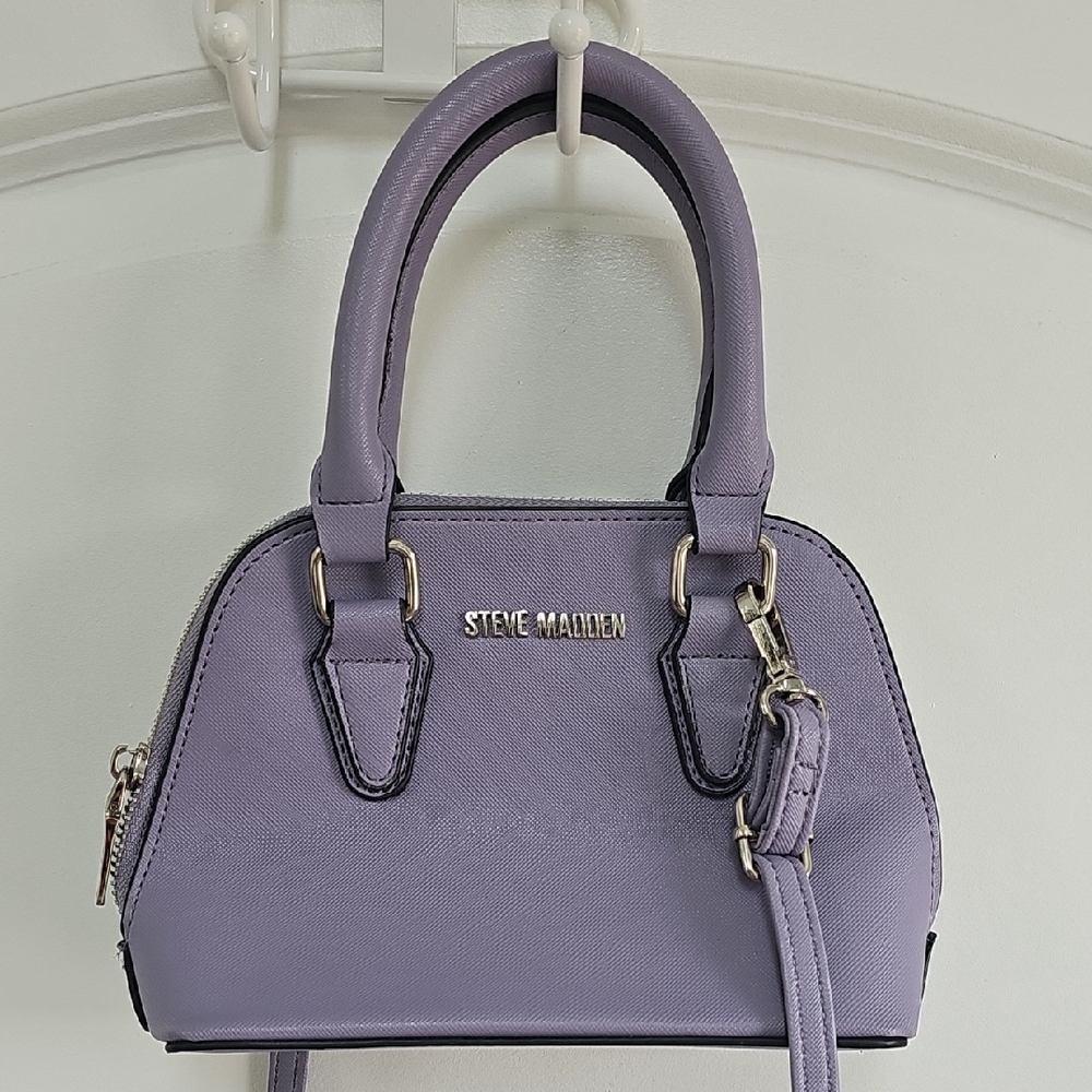 Steve Madden Purple Mini Satchel Bag with Silver Hardware